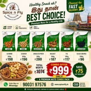 Spice n Fly Premium Nuts Combo Pack | Almonds, Cashews, Unsalted Pistachios, Walnuts, Figs & Black Raisins | Healthy Dry Fruits & Nuts Combo | No Preservatives